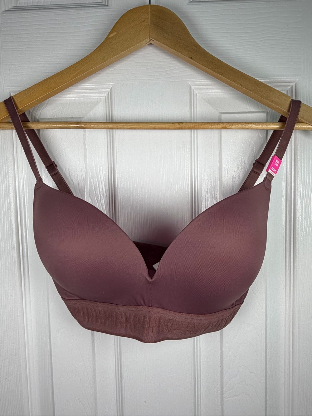 PINK Victoria’s Secret Wear Everywhere Push-Up Bra 32DD Brown Mauve Seamless NWT